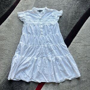 Boston Proper White Babydoll Mini Dress